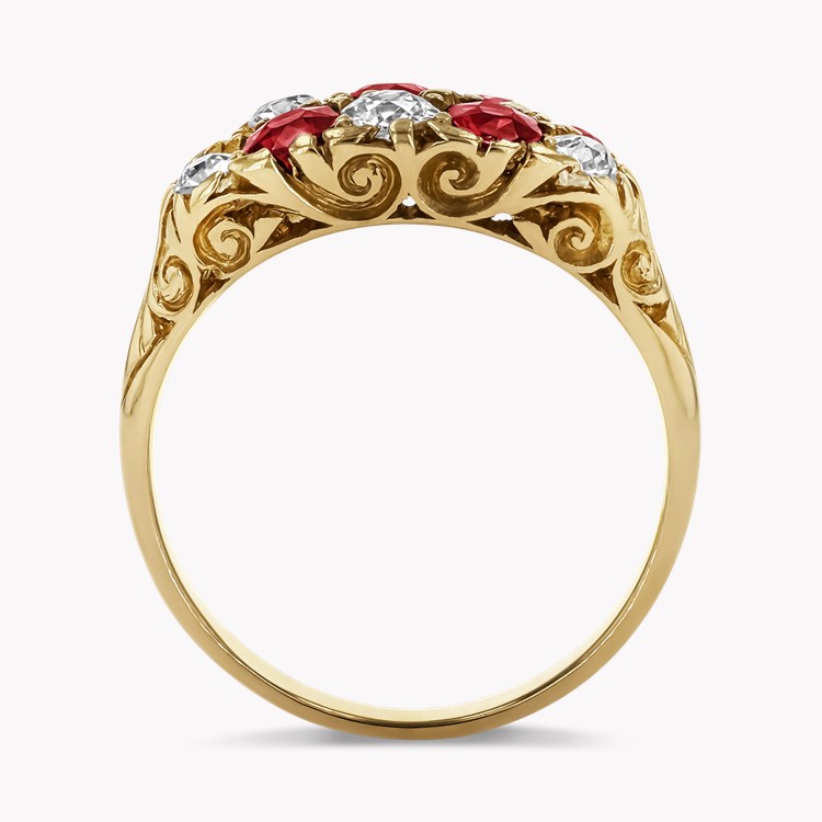 Victorian Ruby and Diamond Cluster Ring in 18ct Yellow Gold