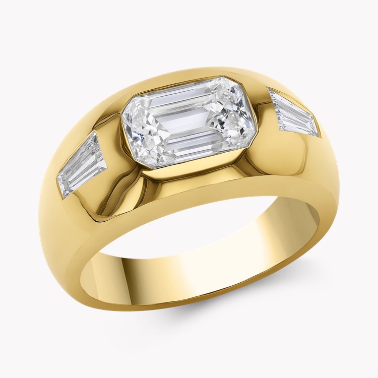 Stellar 2.07ct Diamond Bombe Ring Emerald Cut, Rubover Set_1