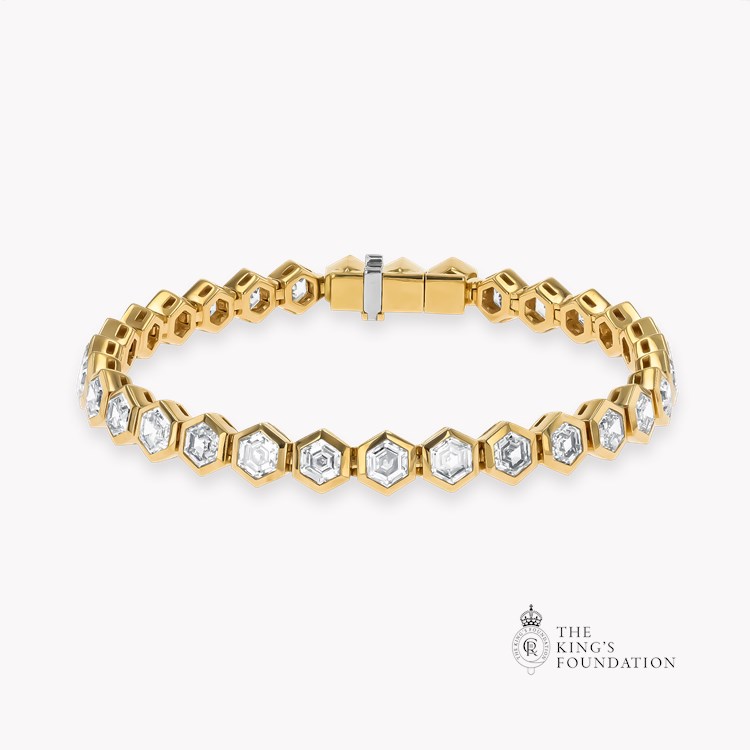 Honeycomb 10.05ct Diamond Line Bracelet Hexagonal Cut, Rubover Set_1