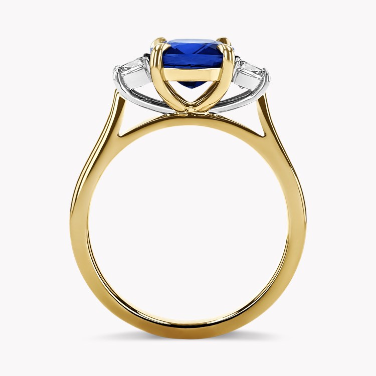 Classic 2.56ct Sapphire and Diamond Three Stone Ring Cushion Cut, Claw Set_3