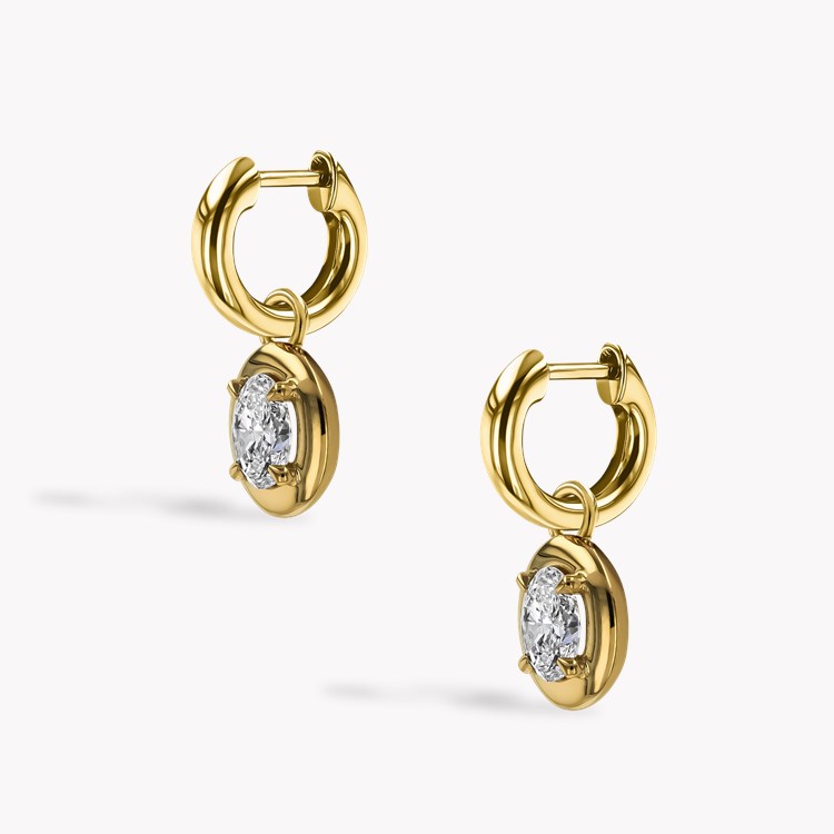 Skimming Stone 1.01ct Oval Diamond Hoop Drop Earrings Oval Cut, Claw Set_3