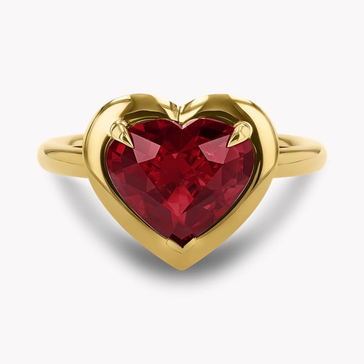 Skimming Stone 3.01ct Heartshape Mozambique Ruby and Diamond Ring Heartshape, Claw set_2