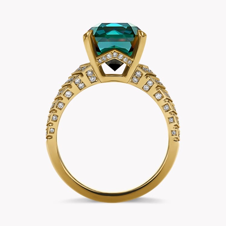 Masterpiece 7.32ct Namibian Indicolite Tourmaline and Diamond Solitaire Ring Emerald Cut, Claw Set_3