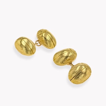 Victorian Scarab Beetle Chain Cufflinks in 18ct Yellow Gold