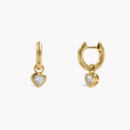 Sundance Heart Diamond Drop Hoop Drop Earrings 0.40ct in 18ct Yellow Gold