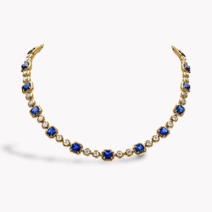 Masterpiece Skimming Stone 21.53ct Sapphire and Diamond Necklace in 18ct Yellow Gold