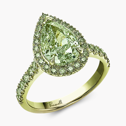 Masterpiece Celestial 3.00ct Fancy Yellowish-Green Diamond Cluster Ring in 18ct Green Gold