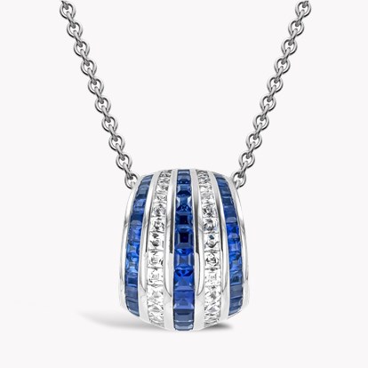 Manhattan 0.98ct Five Row Sapphire and Diamond Pendant in 18ct White Gold