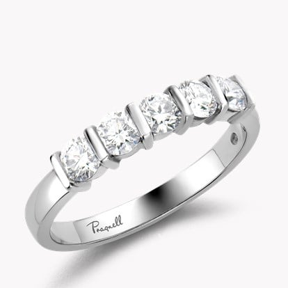 Round Brilliant Cut Diamond Five-Stone Ring 0.75ct in Platinum