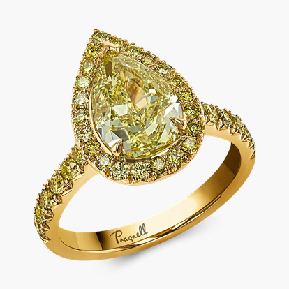 Masterpiece Celestial 2.44ct Fancy Yellow Pearshape Diamond Cluster Ring in 18ct Yellow Gold