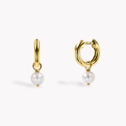 Akoya Pearl Hoop Earrings in 18ct Yellow Gold 