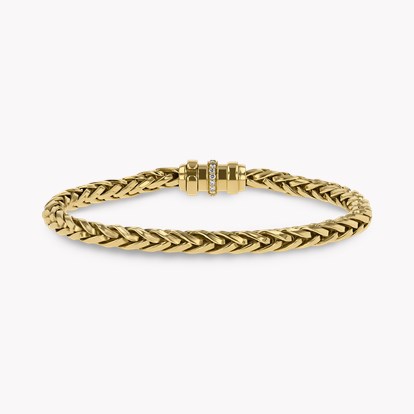 Handmade English Chain Bracelet with Diamond Barrel Clasp 0.64ct in 18ct Yellow Gold