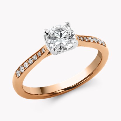 Duchess 0.70ct Diamond Solitaire Ring - 2.5mm Width in 18ct Rose Gold and Platinum
