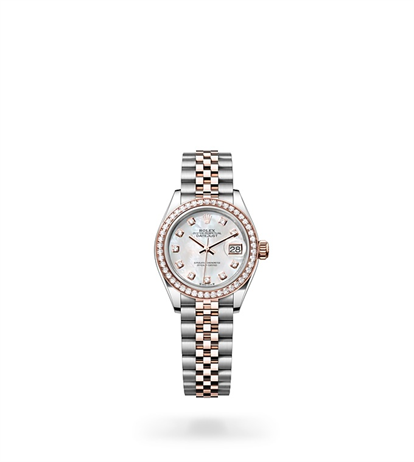 Rolex Lady-Datejust Oyster, 28 mm, Oystersteel, Everose gold and diamonds