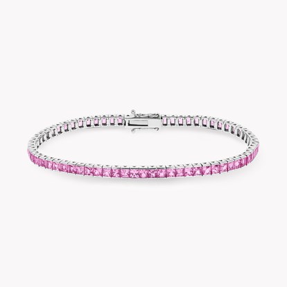 Pink Sapphire Line Bracelet 8.22ct in 18ct White Gold