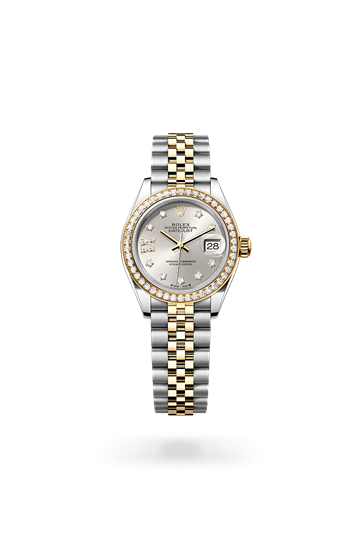 Rolex Lady-Datejust Oyster, 28 mm, Oystersteel, yellow gold and diamonds