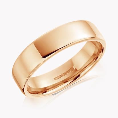 6mm Flat Court Wedding Ring in 18CT Rose Gold with softened edges 