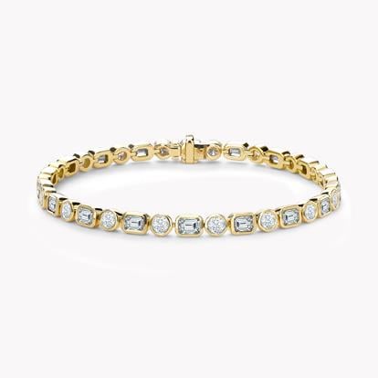 Emerald Cut and Brilliant Cut Diamond Bracelet 6.90ct in 18ct Yellow ...