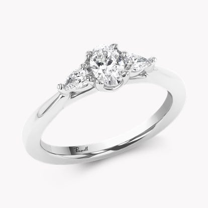 Classic 0.32ct Oval and Pearshape Diamond Three Stone Ring in Platinum