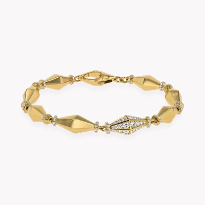 Cleopatra 1.921ct Diamond Gold Faceted Barrel Link Bracelet in 18ct Yellow Gold