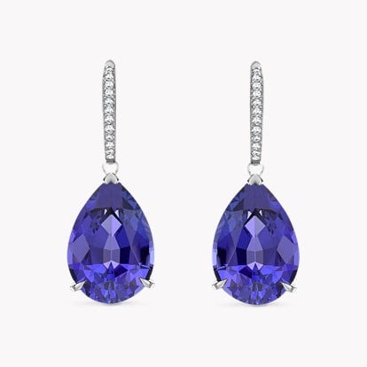 Pear Shaped Tanzanite Earrings 16.09ct in 18ct White Gold