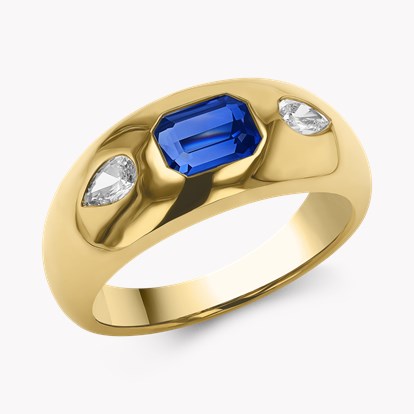 Stellar 1.29ct Sapphire and Diamond Bombé Ring in 18ct Yellow Gold