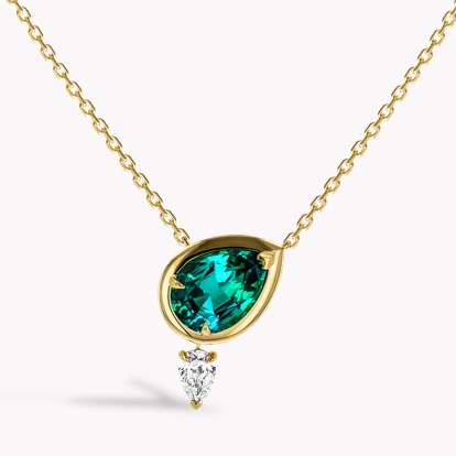 Masterpiece Skimming Stone 3.55ct Namibian Lagoon Tourmaline and Diamond Pendant in 18ct Yellow Gold 