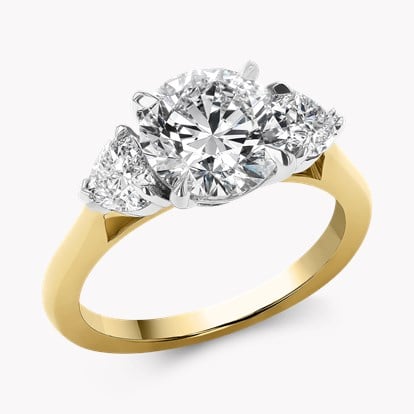 Venus Setting 2.50ct Diamond Three Stone Ring in 18ct Yellow Gold and Platinum