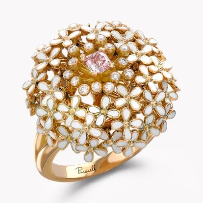 Wildflower Parsley Pink Diamond Ring 0.17ct in Yellow Gold