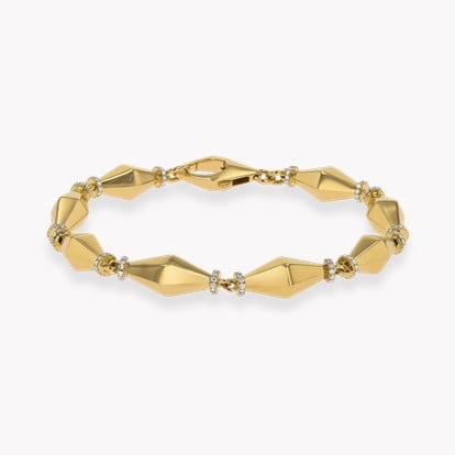 Cleopatra 0.75ct Diamond Gold Faceted Barrel Link Bracelet in 18ct Yellow Gold