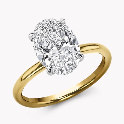 Classic 3.11ct Oval Diamond Solitaire Ring in 18ct Yellow Gold and Platinum