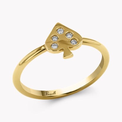 Brilliant Cut Diamond Luck Spade Ring in 18ct Yellow Gold