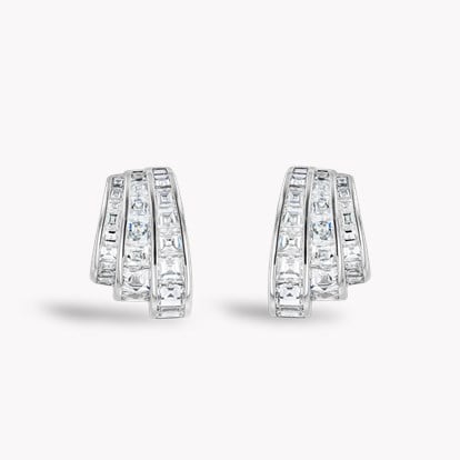 Manhattan 2.25ct Three Row Fan Diamond Earrings  in 18ct White Gold 