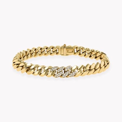 Fusion Polished Curb Link Bracelet in 18ct Yellow Gold