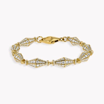 Cleopatra 5.38ct Diamond Gold Faceted Barrel Link Bracelet in 18ct Yellow Gold