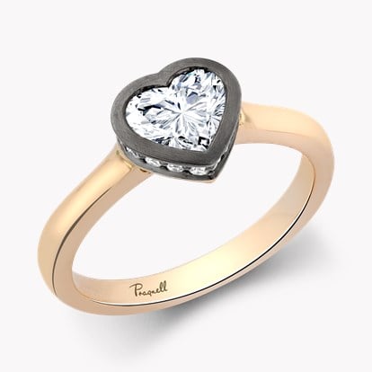 Legacy 1.01ct Heartshape Diamond Solitaire Ring in 18ct Rose & Blackened White Gold 