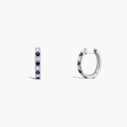 Sapphire & Diamond Half Hoop Earrings 0.53ct in 18ct White Gold