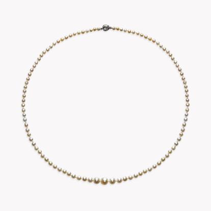 Victorian Natural Pearl Necklace in Platinum and Yellow Gold