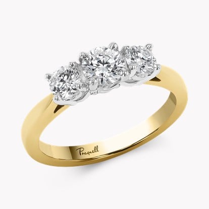 Classic 1.04ct Diamond Three Stone Ring in 18ct Yellow Gold and Platinum