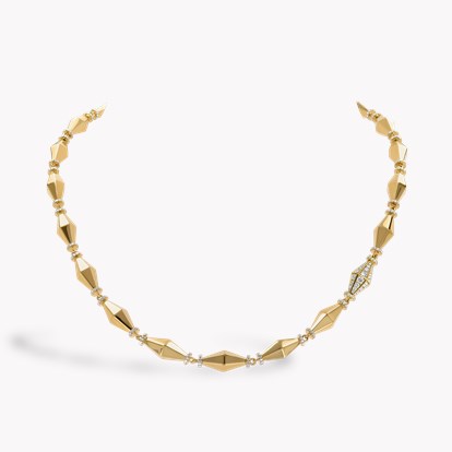 Cleopatra 3.04ct Diamond Gold Faceted Barrel Link Necklace in 18ct Yellow Gold