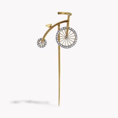 Victorian Diamond Penny-Farthing Stick Pin in 18ct Yellow Gold