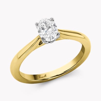 Oval Cut Diamond Solitaire Ring - 2.0mm Width 0.50ct in 18ct Yellow Gold