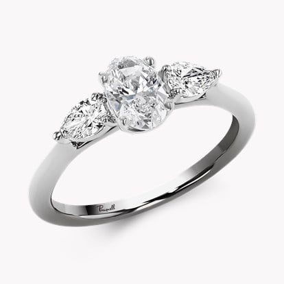 Classic 0.70ct Oval Cut Diamond Three Stone Ring - 2.2mm Width in Platinum