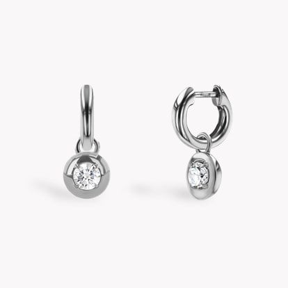 Skimming Stone 0.30ct Botswana Diamond Drop Hoop Earrings in 18ct White Gold