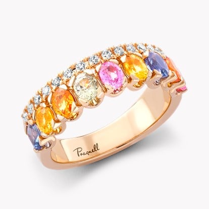 Rainbow Sapphire & Diamond Half-Eternity Ring 2.23ct in 18ct Rose Gold