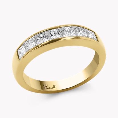 Princess Cut 1.00ct Diamond Half Eternity Ring in 18ct Yellow Gold