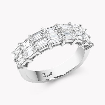 Baguette Cut 2.27ct Diamond Two Row Ring in Platinum in Platinum