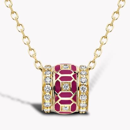 Revival Enamel and Diamond Pendant 0.42ct in 18ct Yellow Gold