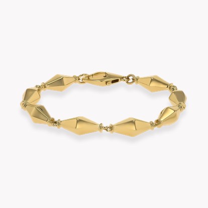 Cleopatra Gold Faceted Barrel Link Bracelet in 18ct Yellow Gold