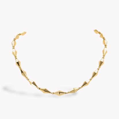 Cleopatra Gold Faceted Barrel Link Necklace in 18ct Yellow Gold